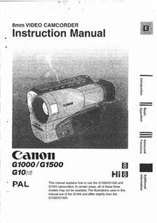 Canon G 1000 manual. Camera Instructions.